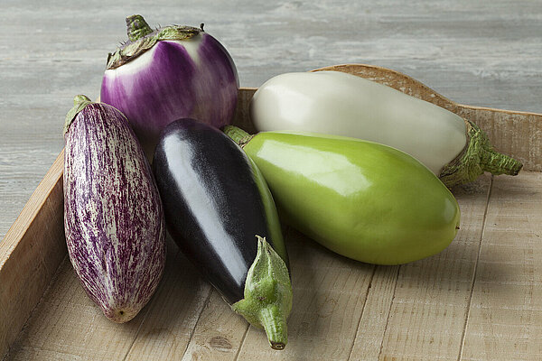 verschillende soorten aubergines