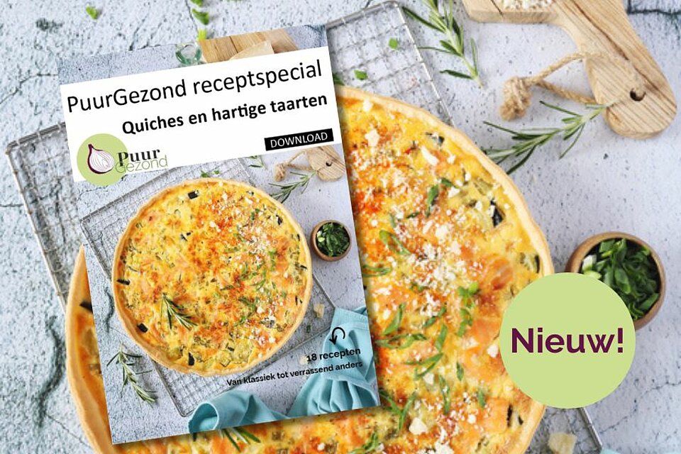 Nieuw in de webshop special met recepten van quiches en hartige taarten cover van special met quiche en hartige taartrecepten